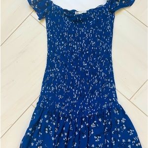 Zara Mini Dress in Blue with Shirred Bodice